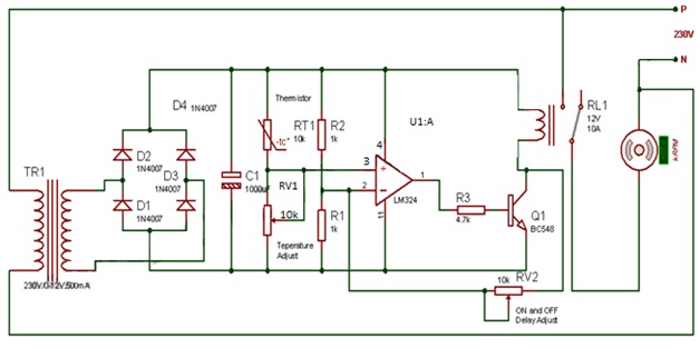 Automatic Temperature Controlled Fan Circuit Using Thermistor