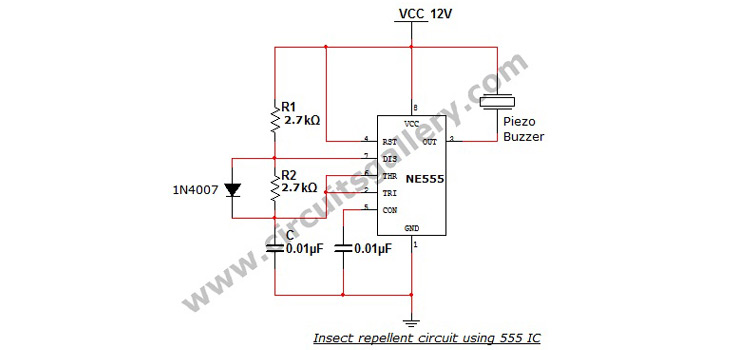 Electronic Mosquito Repellent Circuit Using 555 IC | Insect & Bug Control