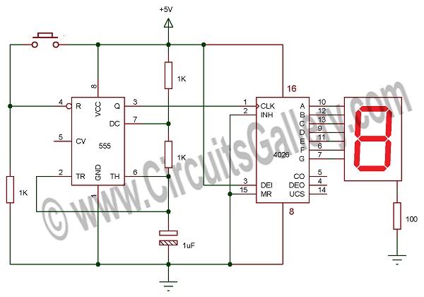 Simple Electronic Random Number Generator Circuit Using 555 and 4026