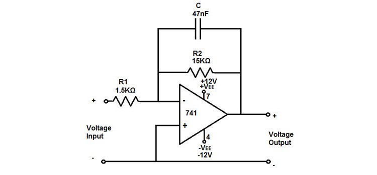 Low Pass Filter | Integrator Circuit Using Op Amp 741