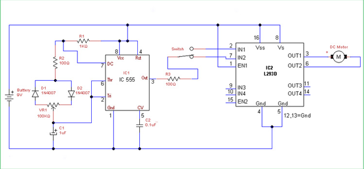 PWM DC Motor Speed Controller Circuit Using PIC16F877A Microcontroller