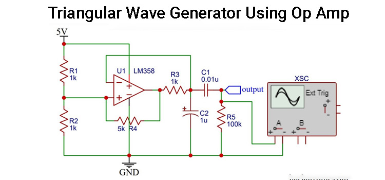 Triangular Wave Generator Using Op Amp 741 | Working and Simulated Output Waveform - Circuits