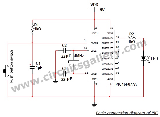 PIC microcontroller Basic connection circuit