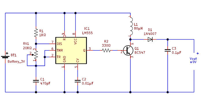 How to Make a Simple Boost Converter with 555 Timer?
