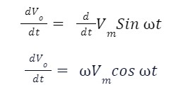 Differentiating unity gain non-inverting amplifier equation with respect to time