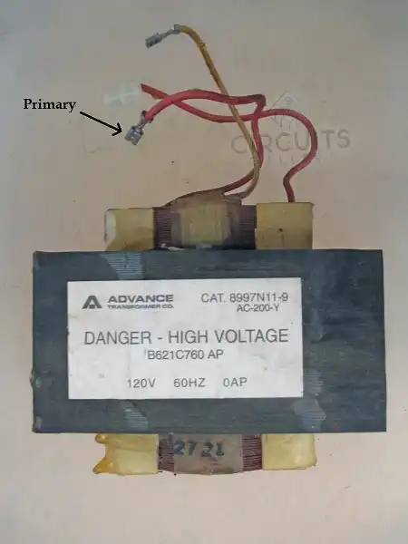 Primary wire in the transformer