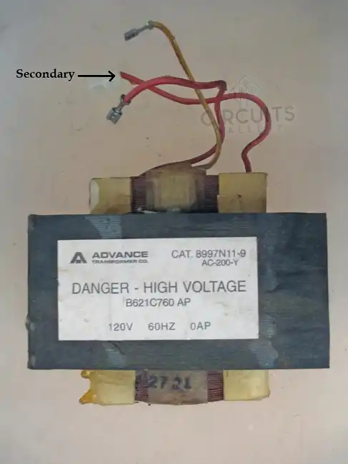 Secondary wire in the transformer