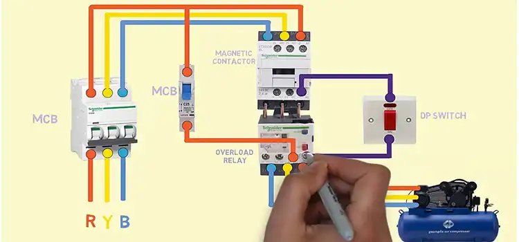 Three-Phase Air Compressor Motor Starter Wiring Diagram