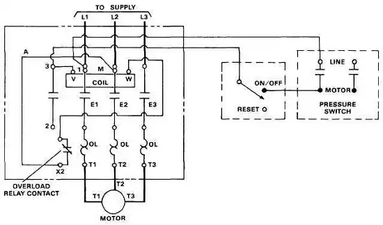 Wiring Diagram of Three-Phase Air Compressor Motor